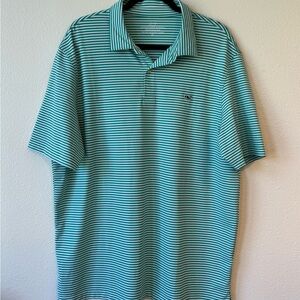 Vineyard Vine’s Men's Green Striped Polo Shirt